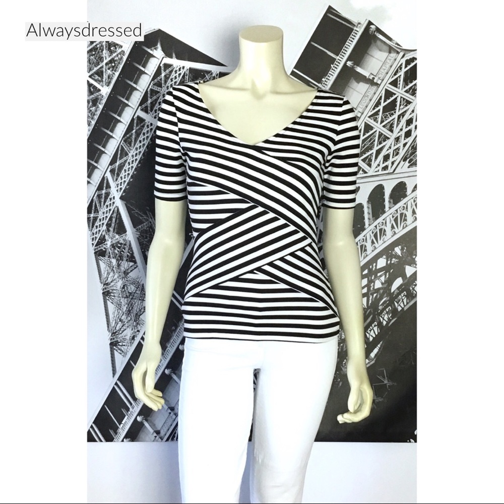 CANDIE’S Black and White Wrapped Stripe Shirt